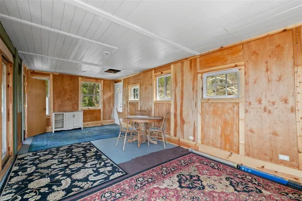 a living room with a large window