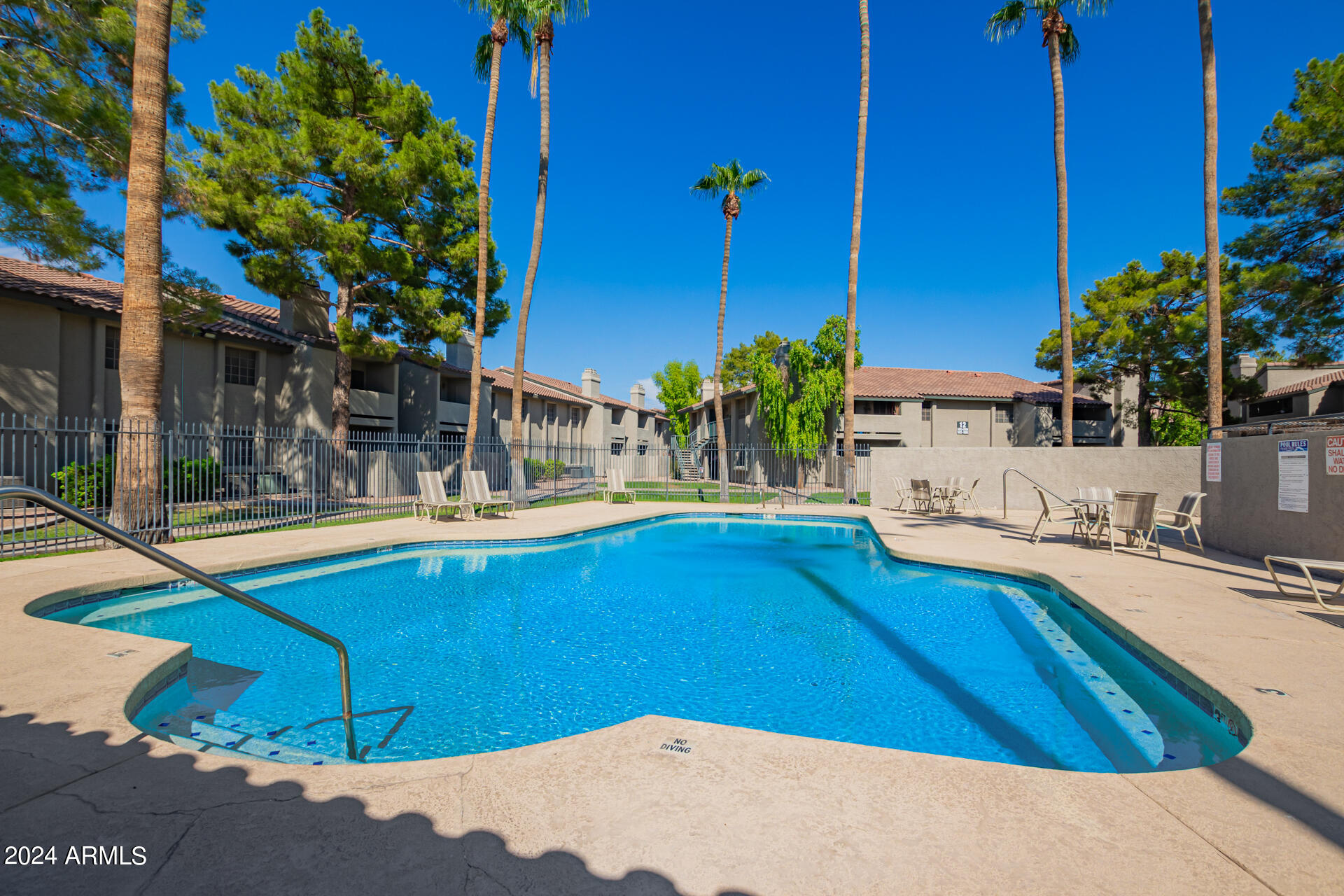 533 West Guadalupe Road, Unit 2046 Mesa, AZ 85210 - Photo 26 of 29 a view of a backyard with plants and swimming pool