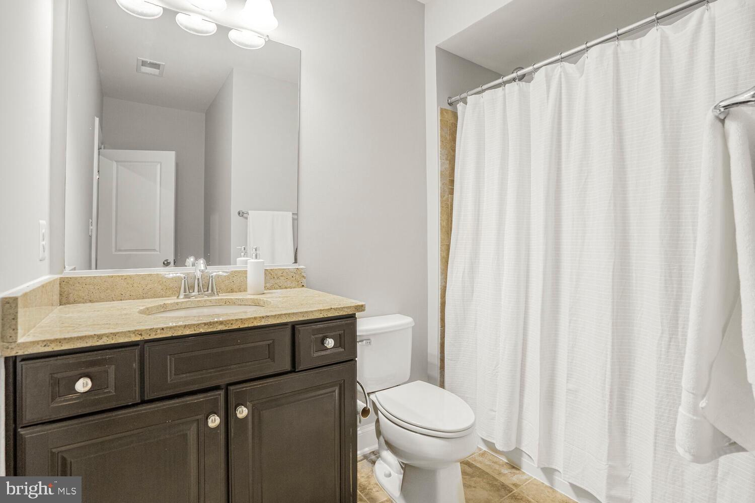 41729 Bloomfield Path Street Ashburn, VA 20148 - Photo 55 of 65 a bathroom with a sink a toilet and shower curtain