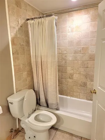 a bathroom with a toilet and a bathtub