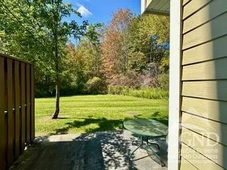 a view of a garden with an outdoor space