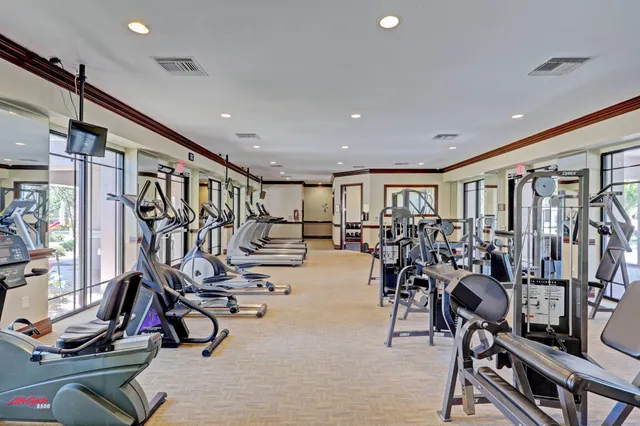 a view of a room with gym equipment