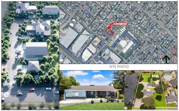 an aerial view of a yard