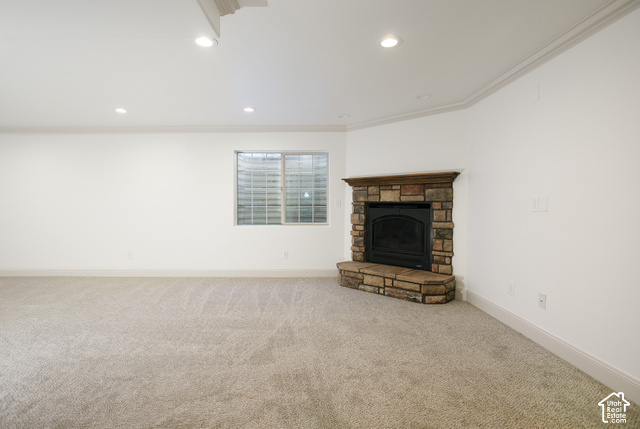1742 Renaissance Way Springville, UT 84663 - Photo 14 of 23 Corner fireplace with stone surround and wood mantel
