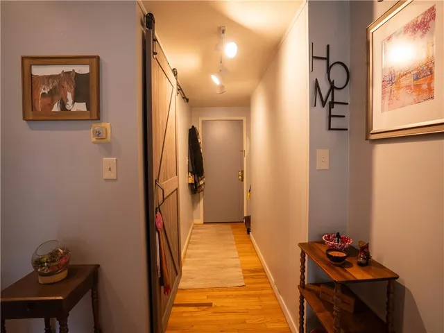 a hallway with kids bathroom