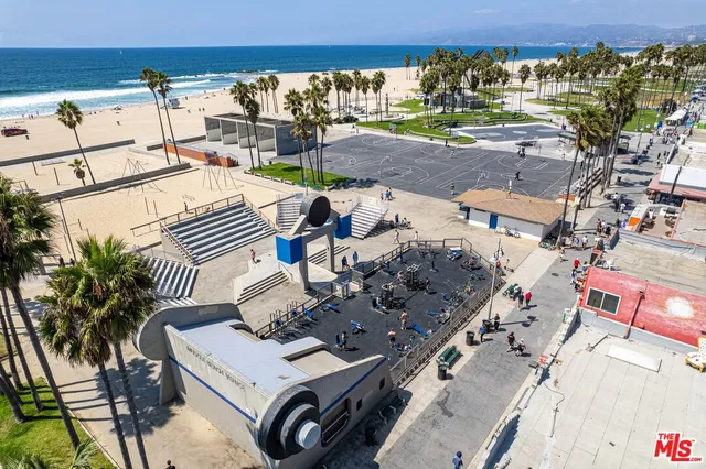an aerial view of beach and ocean