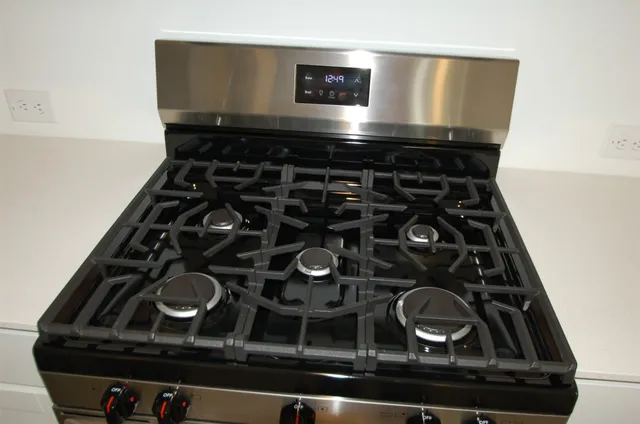 a close view of a stove top oven