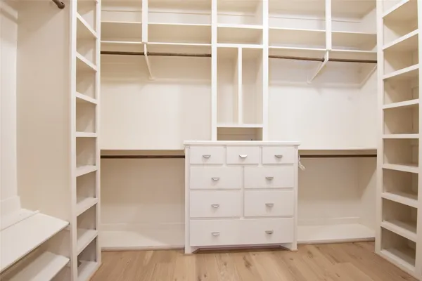 a view of an empty walk in closet
