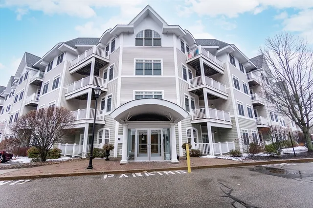 a front view of a multi story building