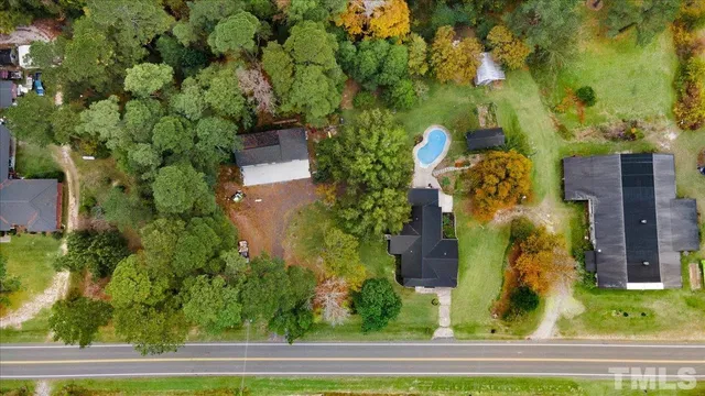 an aerial view of a house