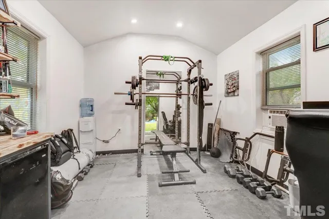 a view of a room with gym equipment