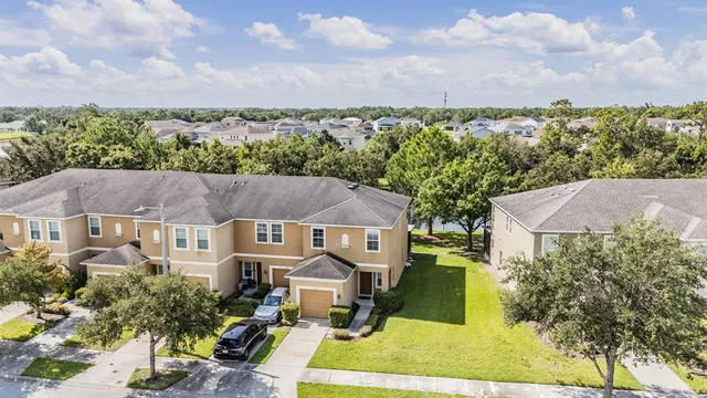 an aerial view of multiple houses