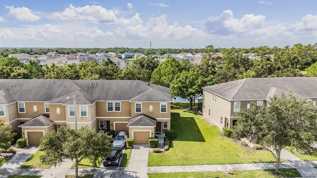 an aerial view of a house