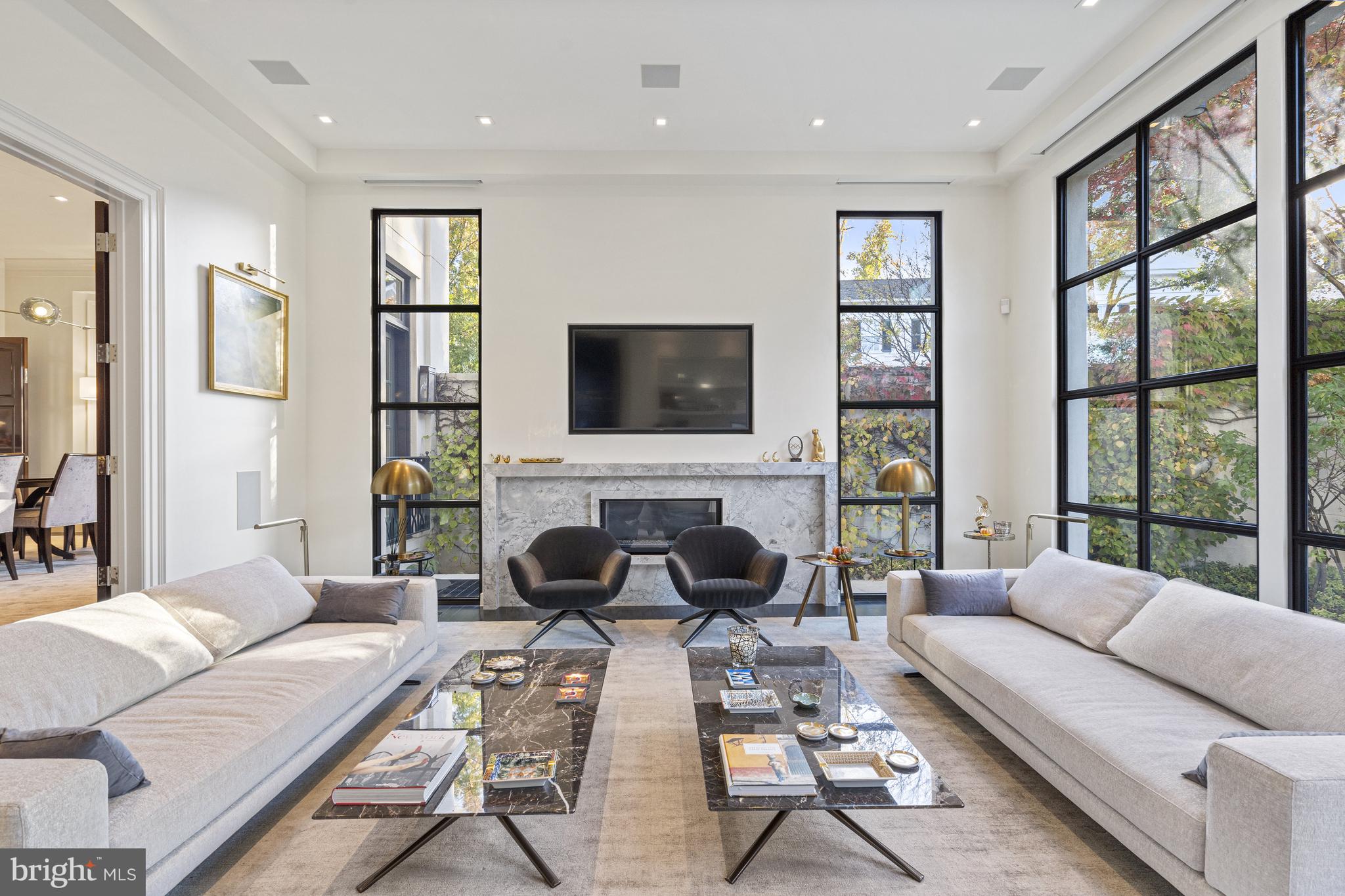 2109 Dunmore Lane Washington, DC 20007 - Photo 15 of 92 a living room with furniture a fireplace and a flat screen tv