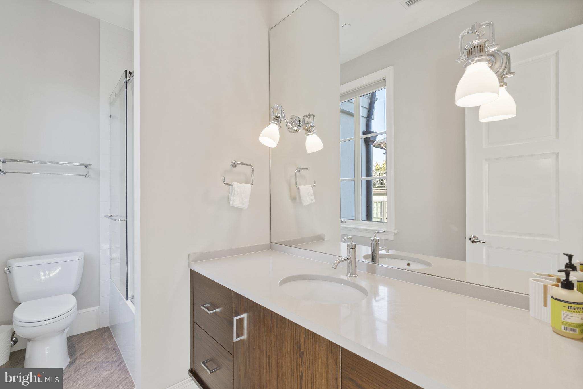 2109 Dunmore Lane Washington, DC 20007 - Photo 64 of 92 a bathroom with a granite countertop sink a toilet and a mirror
