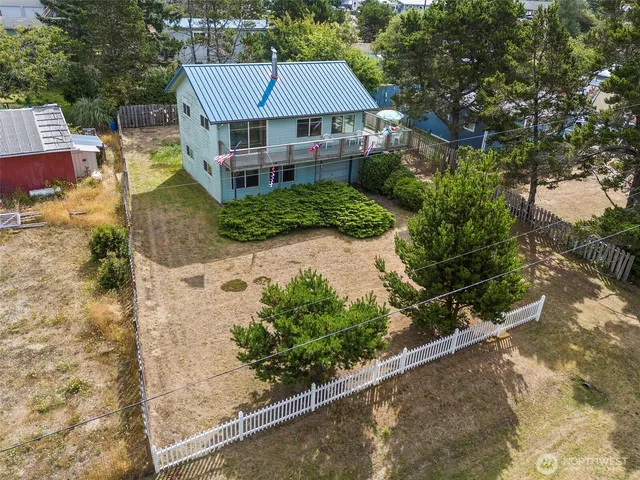 an aerial view of a house
