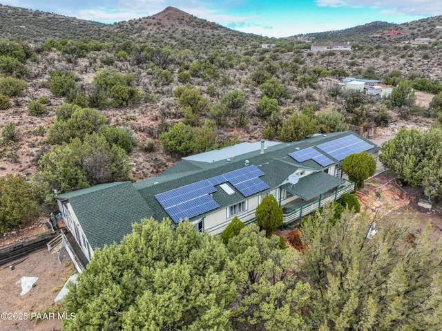 an aerial view of a house