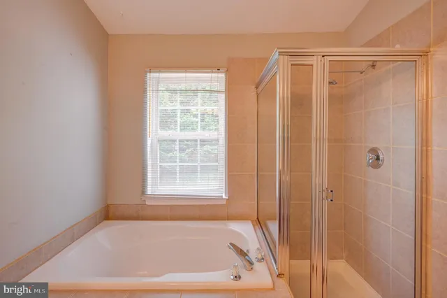 a bathroom with a bathtub