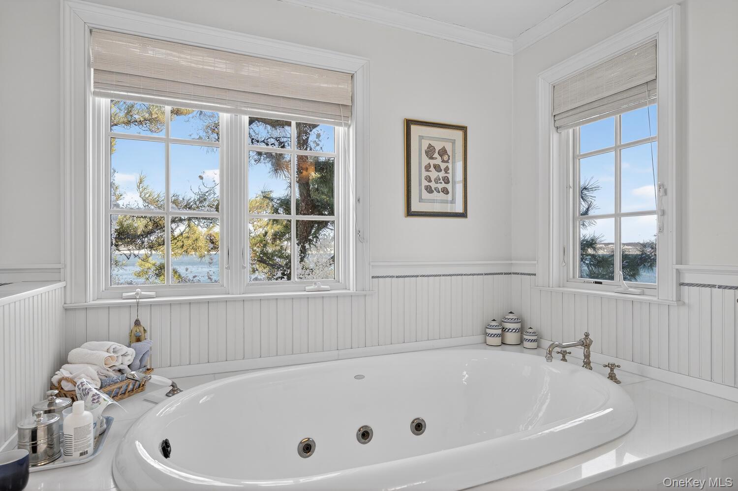 336 Centre Island Road Oyster Bay, NY 11771 - Photo 25 of 38 a white bath tub sitting in a bathroom next to a window