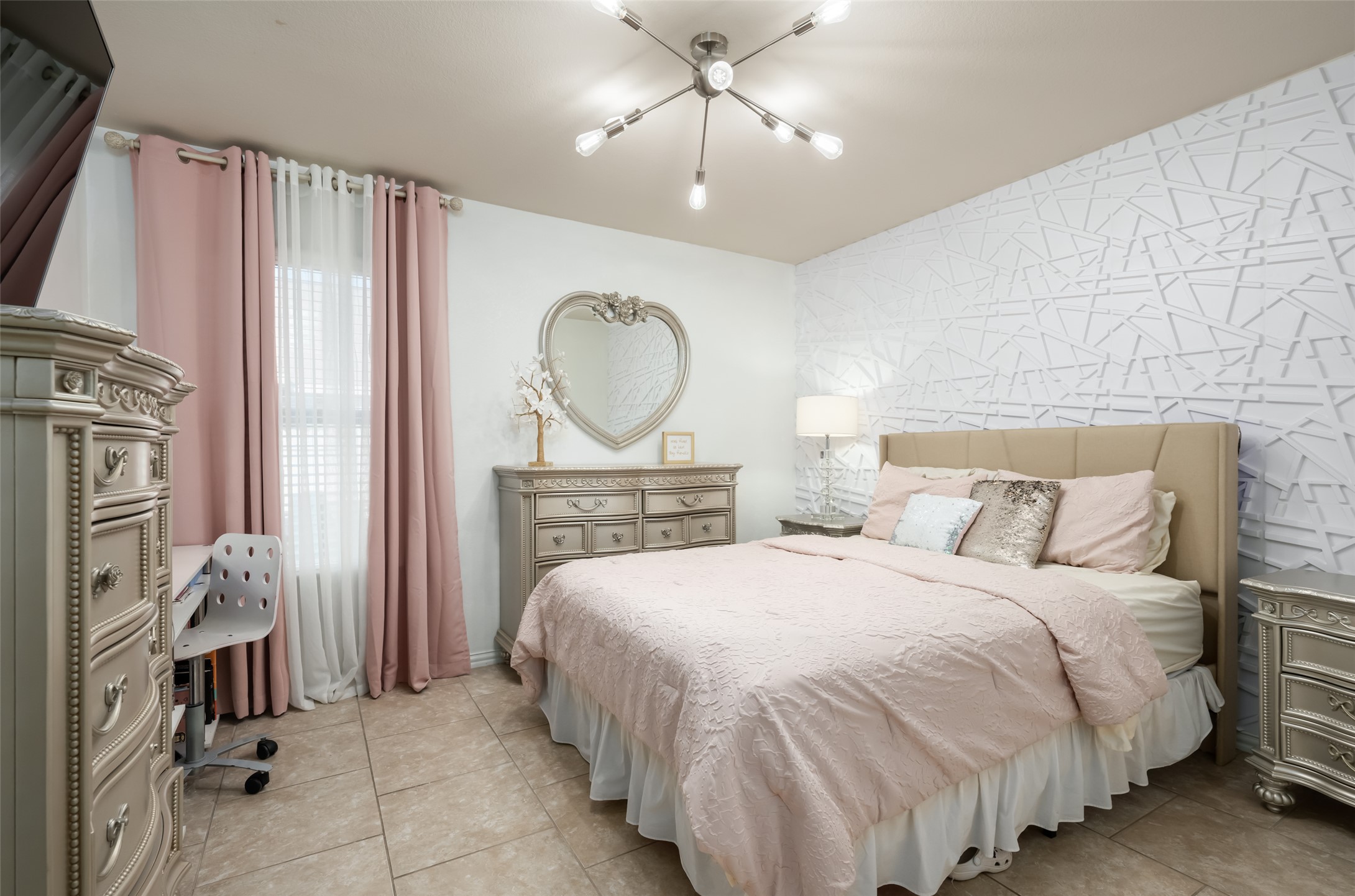 355 Evening Star Kyle, TX 78640 - Photo 13 of 21 a bedroom with a bed and a mirror