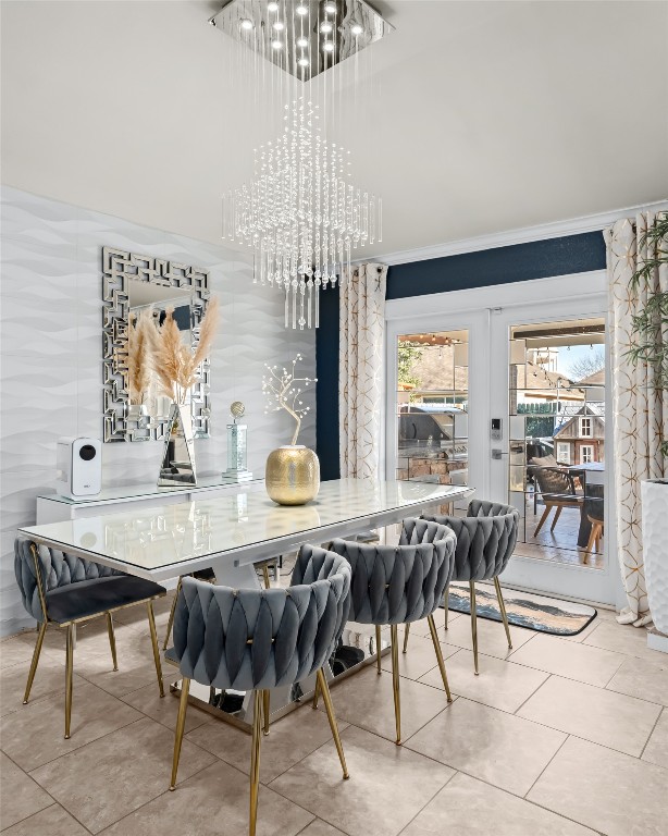 355 Evening Star Kyle, TX 78640 - Photo 9 of 21 Dining area featuring french doors, and modern chandelier.