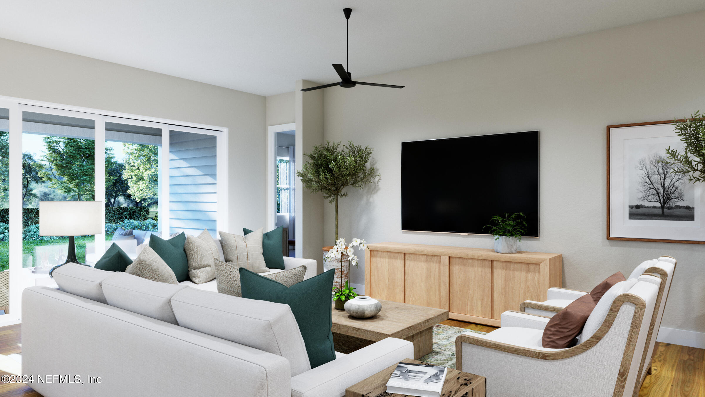 106 Day Dream Drive St. Augustine, FL 32092 - Photo 12 of 19 a living room with furniture a flat screen tv and a large window