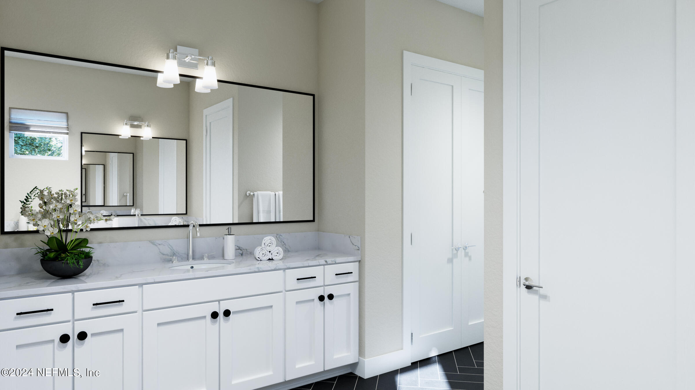106 Day Dream Drive St. Augustine, FL 32092 - Photo 19 of 19 a bathroom with a double vanity sink and a mirror