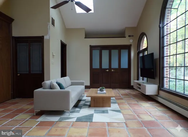 a living room with furniture and a flat screen tv