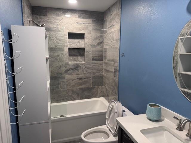 2032 Highway 338 Naples, TX 75568 - Photo 18 of 21 a bathroom with a granite countertop toilet sink and shower