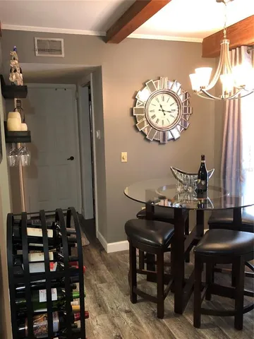 a table and chairs in a room