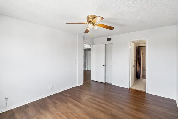 a view of a room with racks on the wall