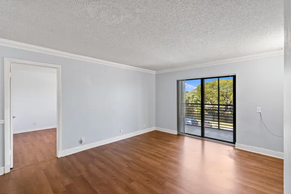 a view of a building from a balcony