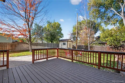 a view of a wooden deck