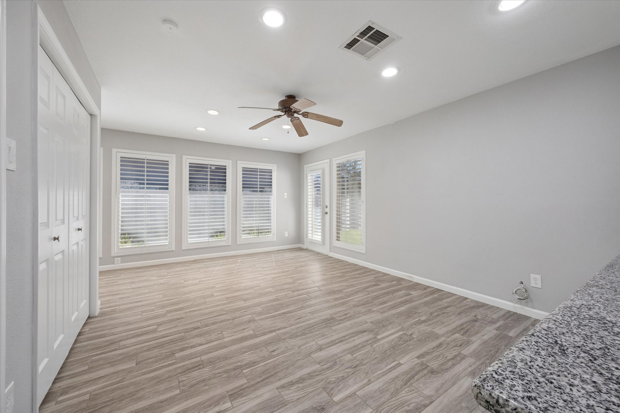 3830 Hansen Drive Dickinson, TX 77539 - Photo 17 of 21 4th Bedroom or Can Be Used as an OFFICE / FLEX Space / Media Room Featuring Tons of Closet Space and Plantation Shutters