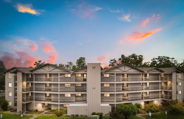 a front view of a multi story building