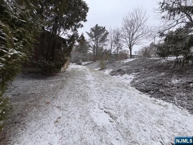 a view of a yard with a snow