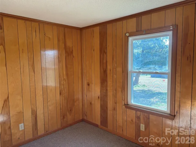 a view of a small space with a window