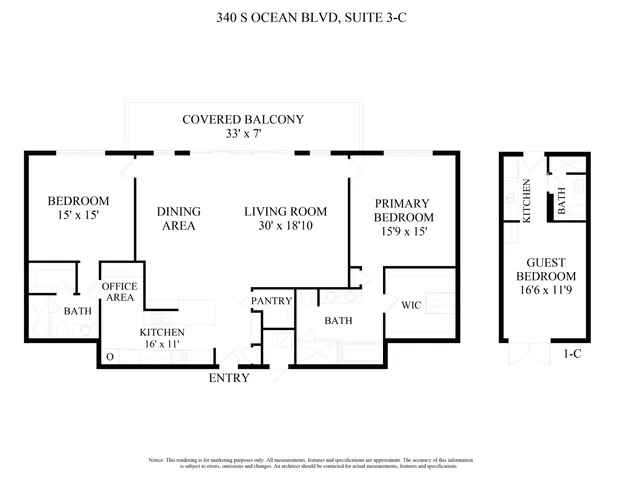 $9,500,000 | 340 South Ocean Boulevard, Unit 3C, Palm Beach, FL 33480