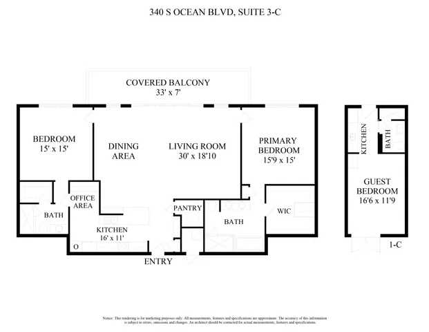 $9,500,000 | 340 South Ocean Boulevard, Unit 3C, Palm Beach, FL 33480