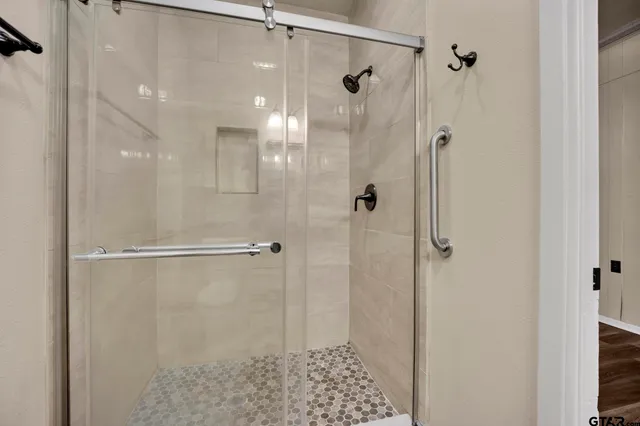 a bathroom with a shower