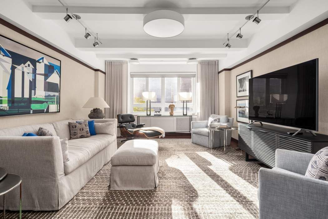 333 West 57th Street, Unit 3CD Manhattan, NY 10019 - Photo 14 of 24 a living room with furniture and a flat screen tv