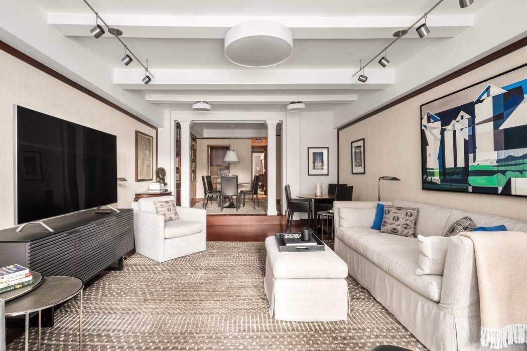 333 West 57th Street, Unit 3CD Manhattan, NY 10019 - Photo 3 of 24 a living room with furniture and a flat screen tv
