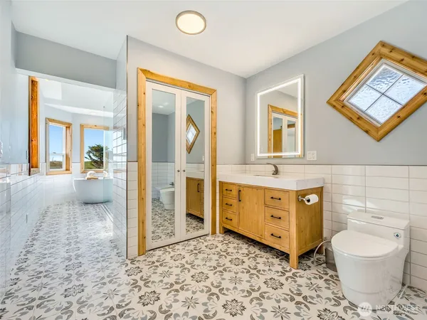 a living room with a couch and a table