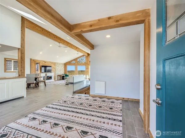 a kitchen with counter top space a sink and appliances