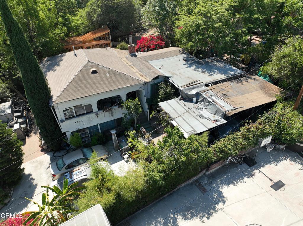 4824 Toland Way Los Angeles, CA 90041 - Photo 23 of 26 an aerial view of a house with a yard and a fountain