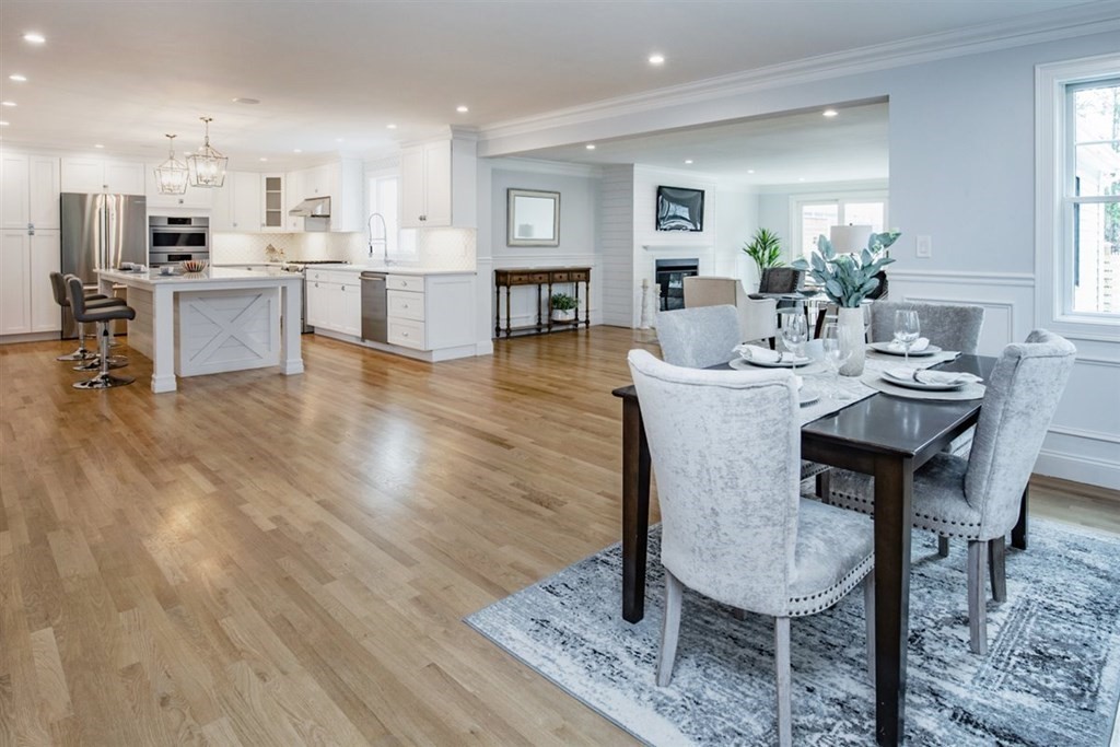 6 Rolleston Road Marblehead, MA 01945 - Photo 2 of 26 a view of a dining room with furniture wooden floor and a kitchen