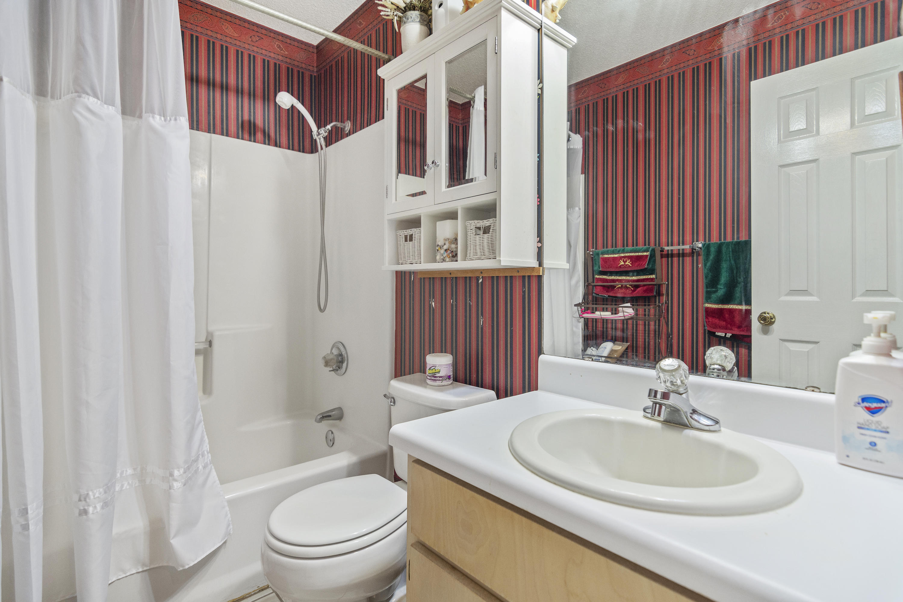 216 Brookmeade Drive Crestview, FL 32539 - Photo 18 of 29 a bathroom with a toilet a sink and a large mirror