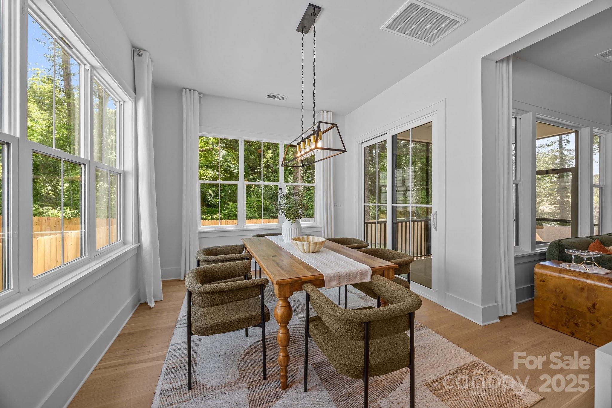 3949 Plainview Road Charlotte, NC 28208 - Photo 30 of 42 a view of a dining room with furniture large windows and wooden floor