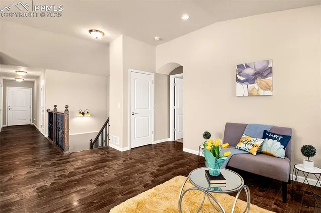 a living room with furniture