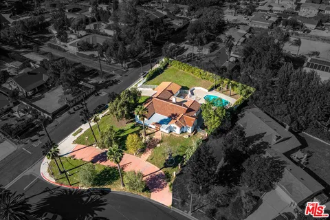 an aerial view of swimming pool